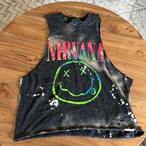 Nirvana cropped distressed tank